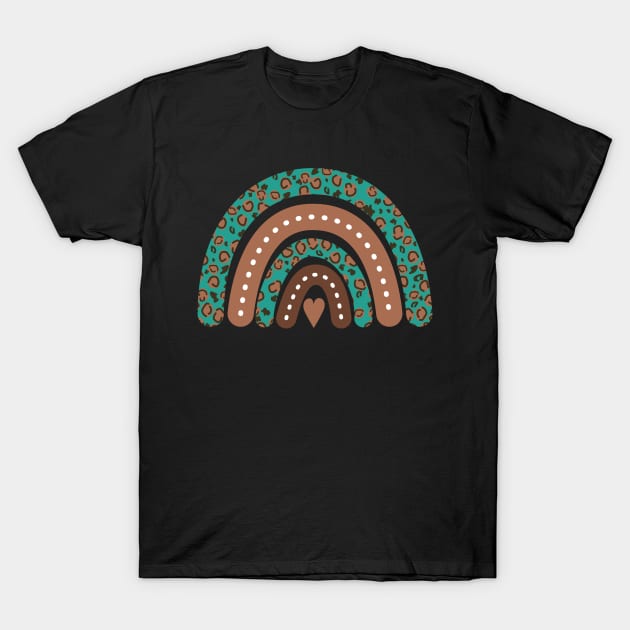 Teal leopard boho rainbow T-Shirt by Nice Surprise